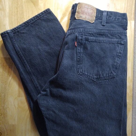 Vintage Levi's 501 Button Fly Black Denim Jeans 40x30 - Picture 1 of 9